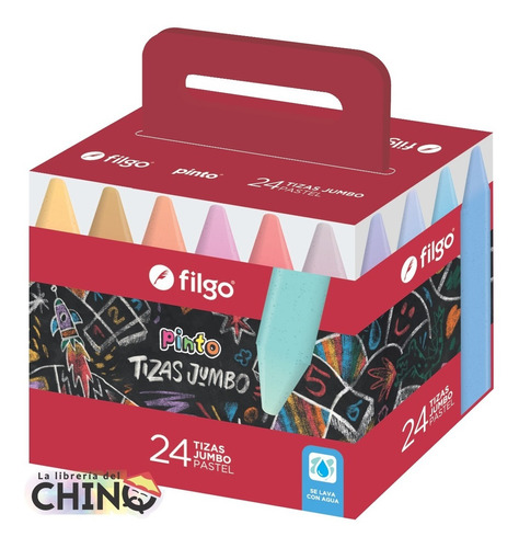 Kit X4 Cajas De Tizas Pastel Filgo X24 Colores, Total 96 Tiz