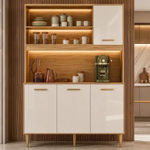 Armário de Cozinha Compacto Inova Magazin 5 Portas 1 Gaveta Kit Cozinha Multiuso Organizador com Bancada 170x90cm 5 Pés Moderno Funcional Espaçoso para Utensílios e Mantimentos - R$ 389,94