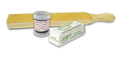 Kit Afiação Strop Couro+pasta Diamantada+pasta Jacaré+pedra