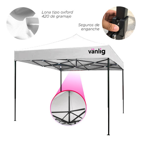 Toldo Blanco Plegable 3x3 Reforzado Impermeable