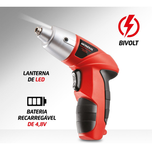 Parafusadeira A Bateria 4,8v C/ 11 Bits E Prolongador Fpf-05