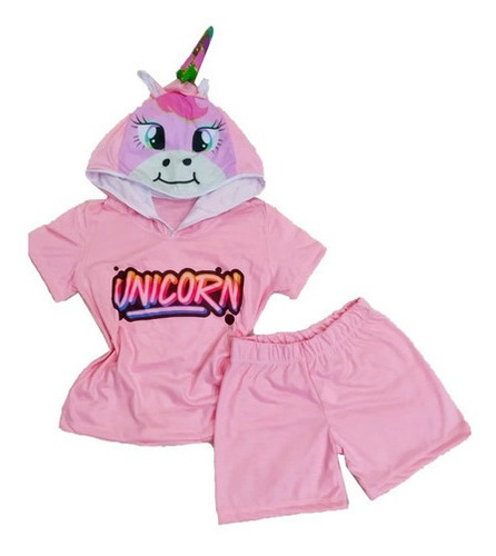 Conjunto Infantil Verão Menino Dis Unicornio Tamanho 1 Ao 14