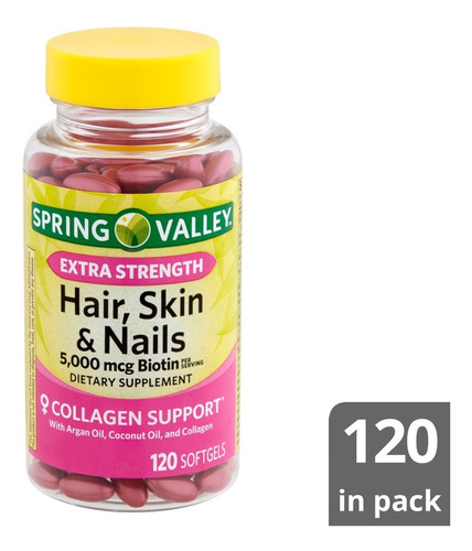 Vitamina Hair, Skin & Nalis  5,000mcg Biotin 120 Cápsulas 