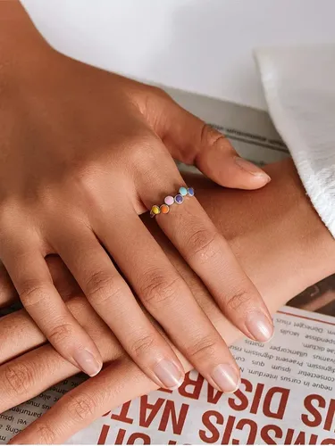 Anillo Ajustable Plata Ley 925, Con Arco De Colores