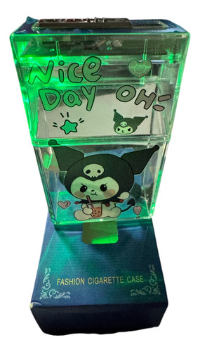Cigarrera Eléctrica Con Encendedor Y Luz Led, Figuras Negro Kurom
