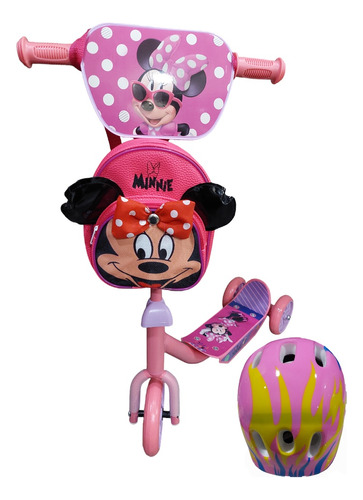 Scooter Patin Del Diablo Minnie Mouse Con Casco Y Mochila 