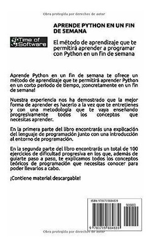 Aprende Python En Un Fin De Semana, De Moreno Muñoz, Alfredo. Editorial Independently Published, Tapa Blanda En Español, 2018