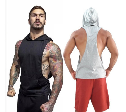 Blusa Regata Masculina Cavada Toca Varias Cores Com Capuz