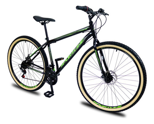 Bicicleta Aro 29 Aço Carbono 21 Velocidades Freio A Disco Cor Preto/verde