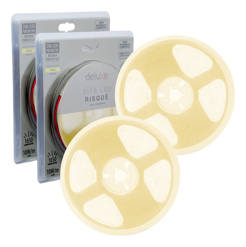 Kit Fita Led 5mt 2 Un. Luz Interna Branca 4000k Risqué Avant Luz Branco-neutro Tensão De Operação 12v 110v/220v