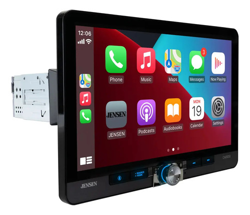 Autoestéreo Receptor Multimedia Digital Con Pantalla Jensen Car1013 10.1 Pulgadas 240 Watts 1 Din Y 2 Din Bluetooth Usb Apple Carplay Android Auto Color Negro