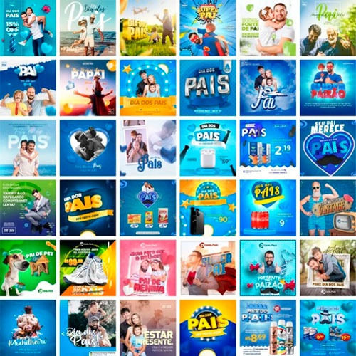 Pacote Dia Dos Pais Rede Social Editáveis 300 Artes Psd