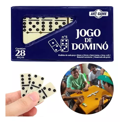 Jogo De Dominó Profissional De Osso Estojo 28 Peças Colorido