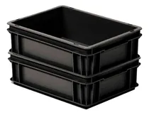 Comprar Kit 2 Contenedores Plásticos Cajón Apilable 4312a 40x30x12cm Color Negro