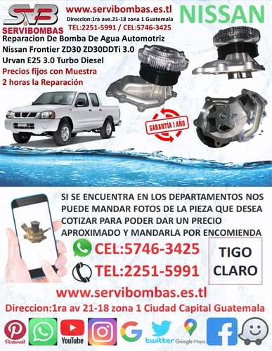 Bomba De Agua Automotriz Nissan Np300 Yd25 2.5 D40 Turbo