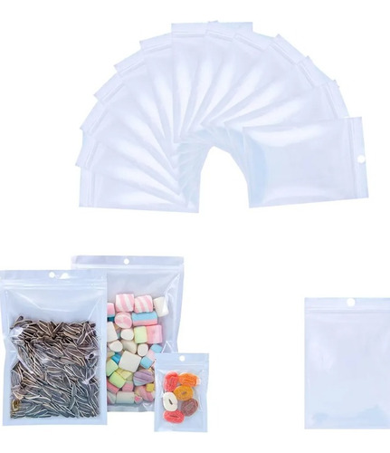 200 Bolsas Mylar Cierre Ziploc P/exhibir 12x15 Precio Xmayor Blanco