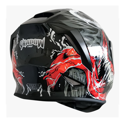 Imagen 2 de 9 de Casco Moto Taff Kroon Shadow Certificado Mica Humo Negro