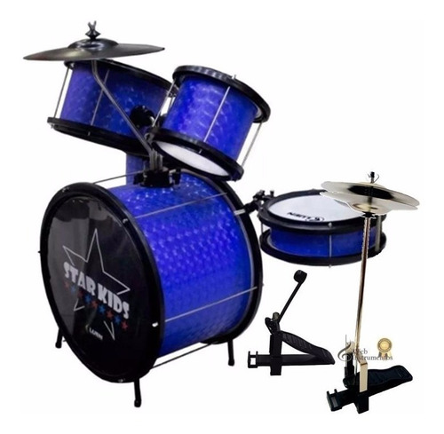 Bateria Infantil Luen Star Kids Azul Com Chimbal - Completa