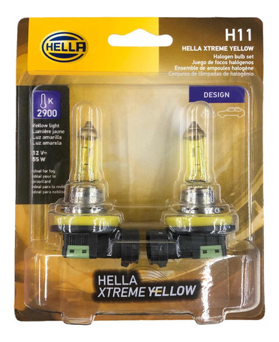 Set 2x Focos Halógeno Hella Xtreme Yellow H11 Yl 12v 55w