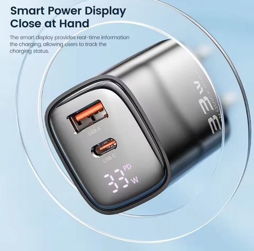 Cargador Dual Gan 33w Para iPhone 16-15-14-13 iPad Samsung