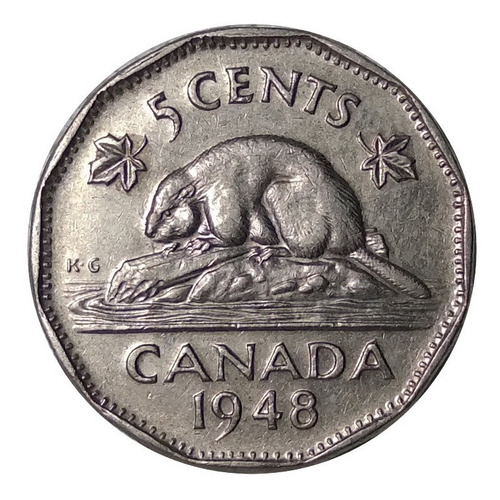 Moneda 5 Centavos 1948 Canada Buena Conservacion Escasa