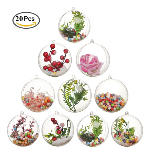 Paquete De 20 Bolas Transparentes Decorativas Para Navidad