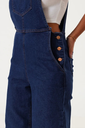 Enterito Mono Camisero De Jean Rígido Dama Her Azul Lisa 48