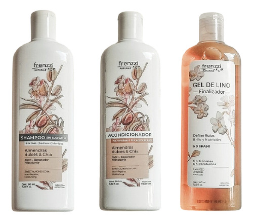 Pack Frenzzi Shampoo+acond Almendras Dulces+gel Lino