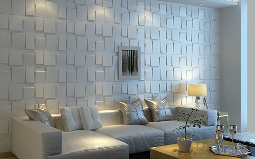Imagem 6 de 10 de Placa 3d Para Paredes: 10 Placas Tokyo 50x50cm Branco Fosco
