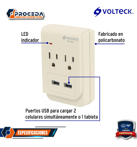 Multicontacto, 2 Entradas,con 2 Entradas