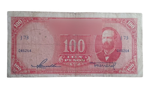 Billete Chile 100 Pesos Maschke Herrera J73 Reverso Antiguo 