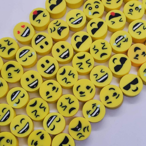 Separador Fimo Emoji Amarillo 10mm 1 Hilo Para Bisuteria