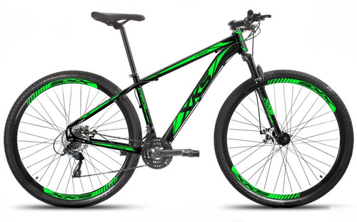 Mountain bike XKS Kairos aro 29 21" 21v freios de disco mecânico câmbios Shimano Tourney TZ510 y Shimano Tourney TZ31 cor preto/verde