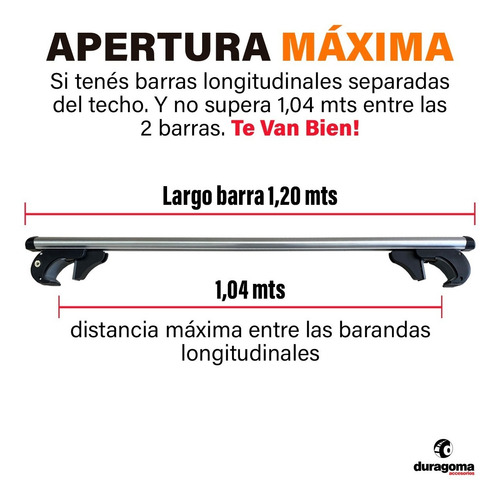 Imagen 2 de 9 de Porta Equipaje Autos Aluminio Cerradura Antirrobo Tracker