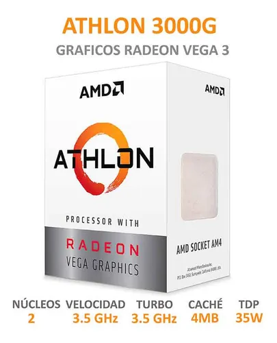 Procesador Amd Athlon Am4 3000g 3.5ghz 4mb Radeon Vega 3 Env o