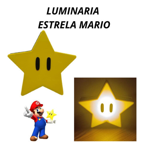 Luminaria Abajur Estrela Super Mario Geek