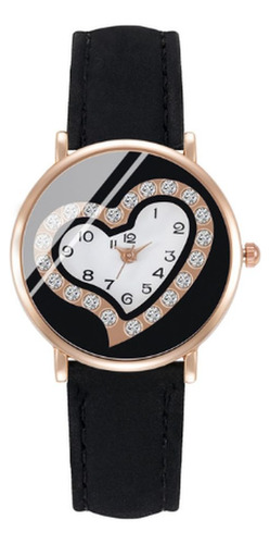 Reloj Corazon Piel Vinil Moda Diamante Dama Mujer R056