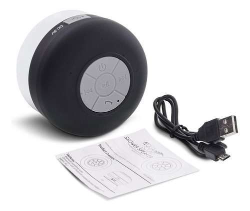 Caixa Som Banheiro Prova D'água Bluetooth Smartphone Top Cor Preto