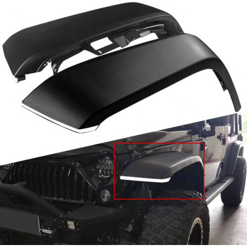 2x Front Fender Flares W/ Lights Fit For 2007-2018 Jeep  Aad