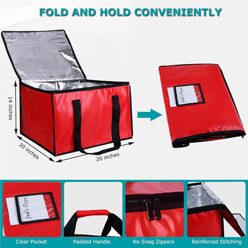 Cherrboll Bolsa De Entrega De Pizza Aislada, 20 X20x14 Pulga