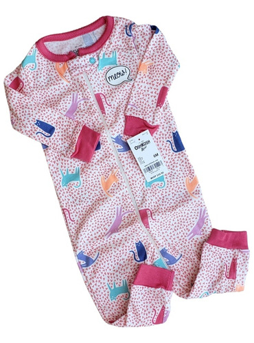 Pijama Enterito Sin Pies Oshkosh Rosa Gato Corazones 6 Meses