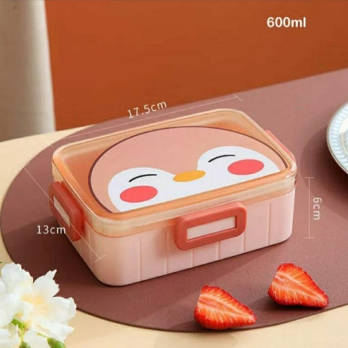 Lonchera escolar infantil para niños con separadores, diseño naranja