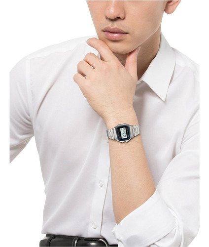 Reloj Casio A158wa-1jf Mens Standard Digital A158wa-1jf Color de la correa Plata Color del bisel Acero inoxidable Color del fondo Gris