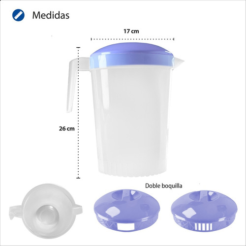 Imagen 2 de 5 de Jarra Plastica Con Tapa 4 Lts Grande Agua Jugo - 01enlinea