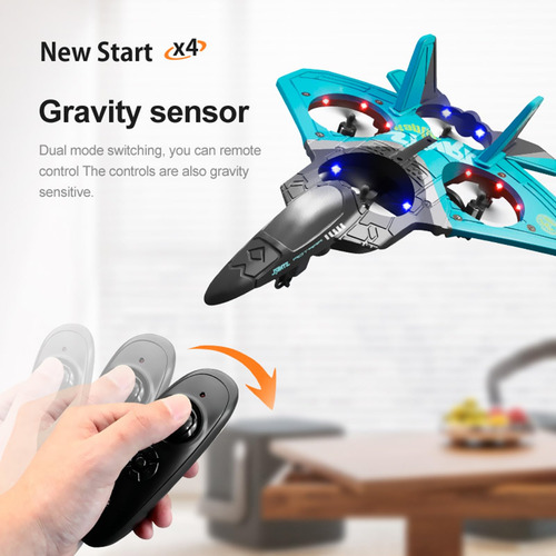 Avión Rc V17 Jet Fighter Stunt Control Remoto Azul 2024 Color