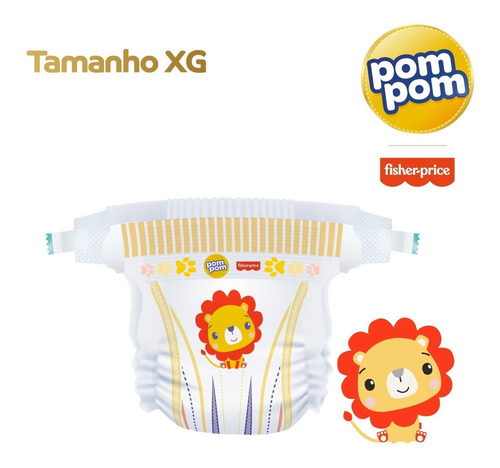 Imagem 5 de 9 de Kit Pom Pom Fraldas Derma Xg 120u + Brinde Babador Fisher