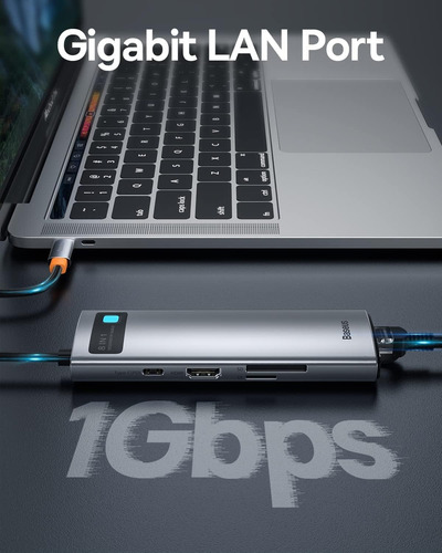 Hub Baseus 8 En 1 Usb-c Dockstation Hdmi 4k Usb 3.0 Sd 100w