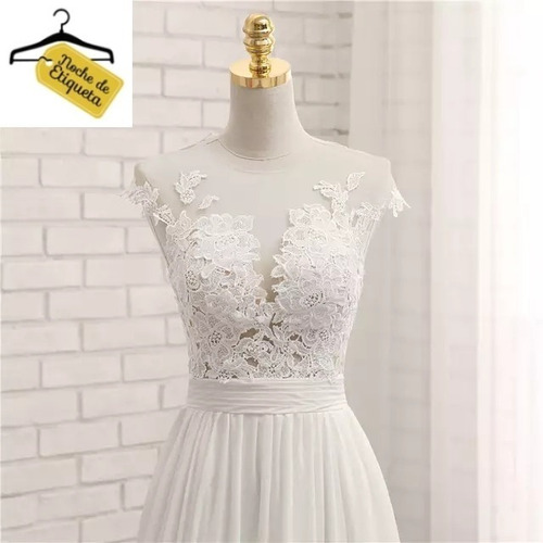Imagen 3 de 5 de Vestido De Novia Corte A Escote V Bordado