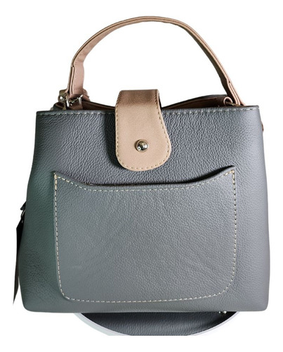 Bolsa Crossbody Dolce Corazón Yuri, Piel Vacuno, Gris Caqui.