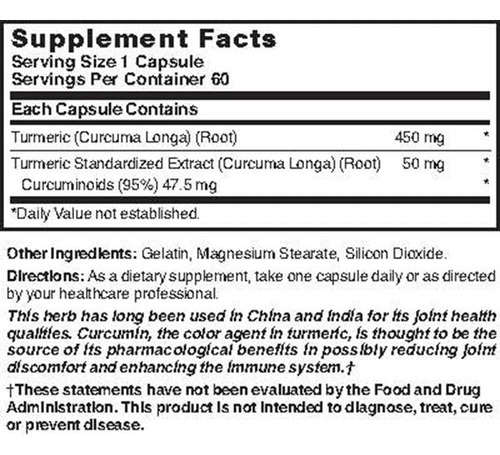 Nature's Blend Cúrcuma 500 Mg Suplemento Natural 60 Cápsulas